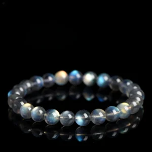 Flat lay of Auracharming Gray Moonstone Bracelet