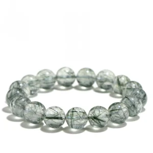 Auracharming Green Cat’s Eye Rutile Bracelet Flat Lay