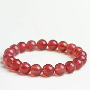 Auracharming Pigeon Blood Red Strawberry Quartz Bracelet Flat Lay