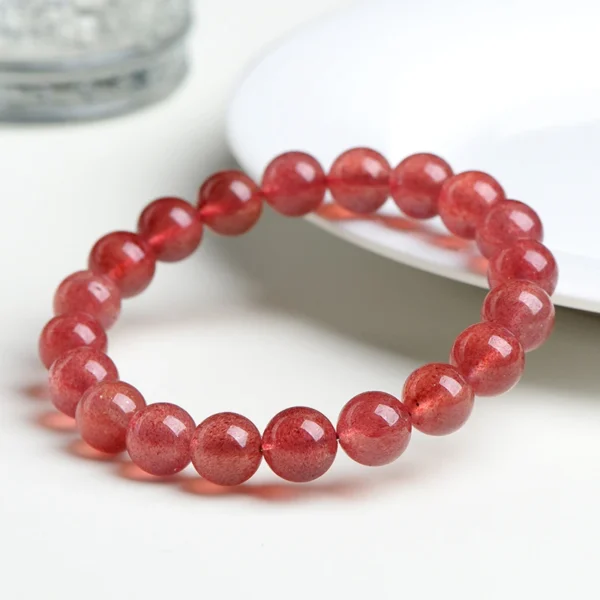 Auracharming Pigeon Blood Red Strawberry Quartz Bracelet Left Side View