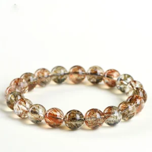 Auracharming Natural Black Gold Super Seven Bracelet – Flat Lay on White Background