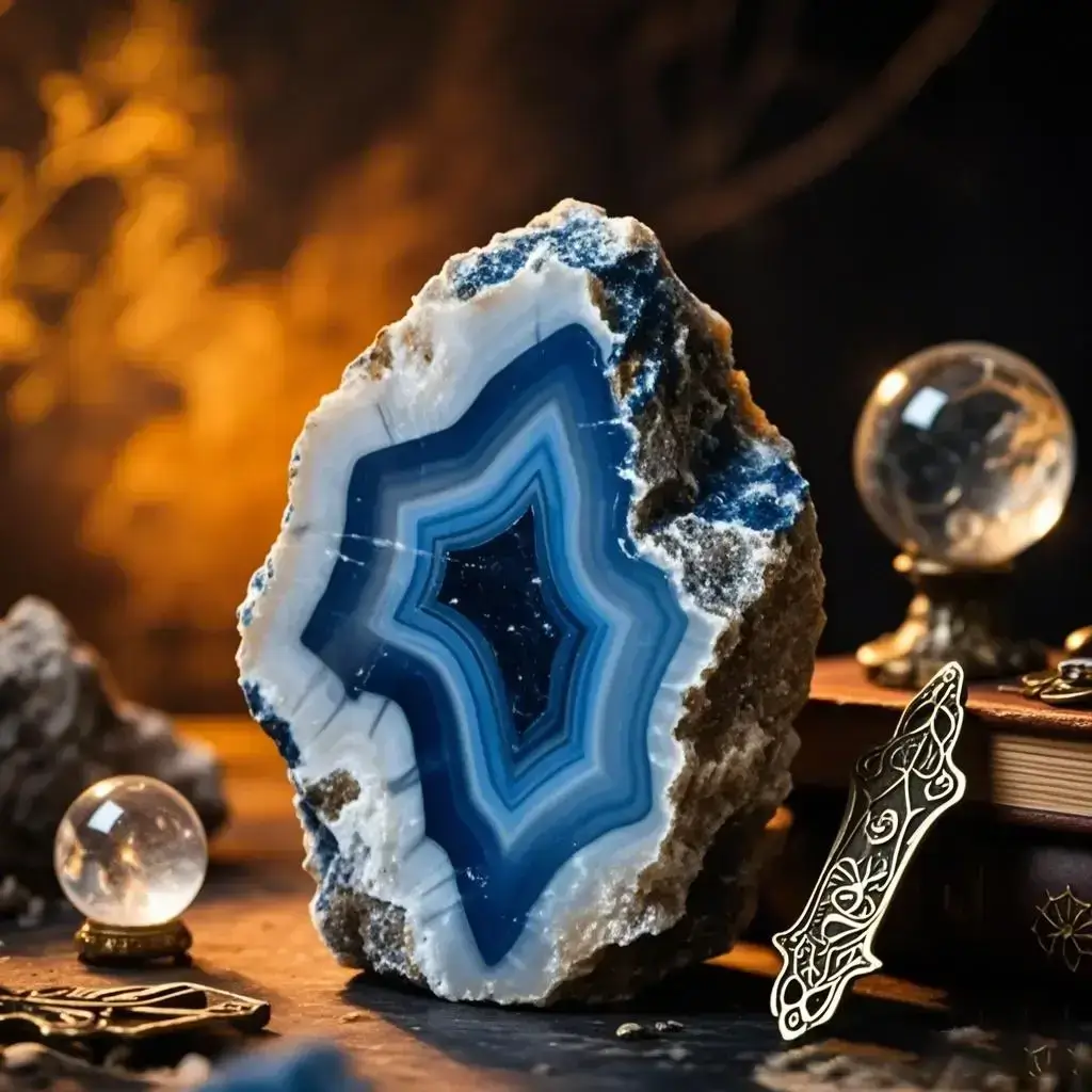 Auracharming blue lace agate crystal for throat chakra healing and calm communication