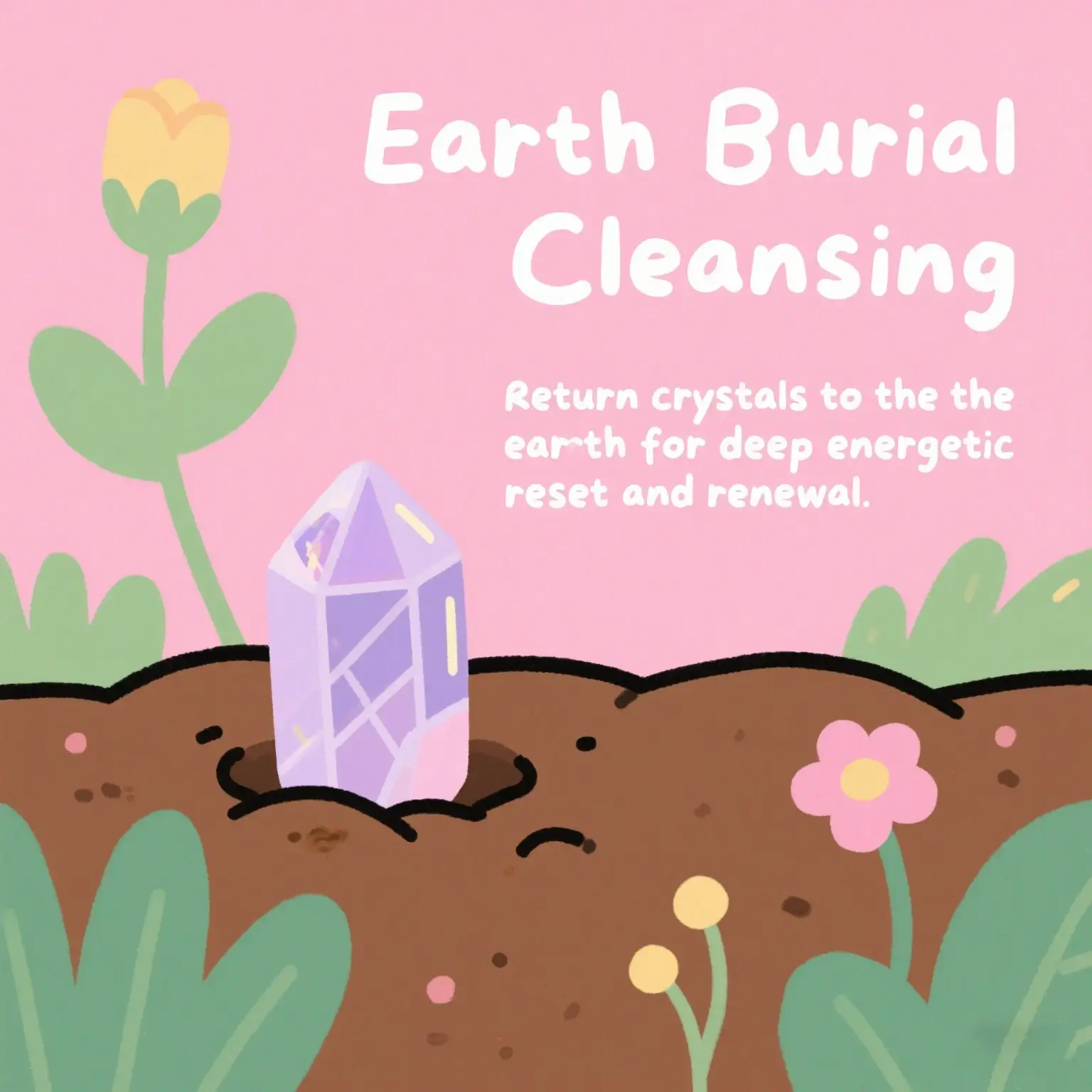 Auracharming Crystals buried in soil for grounding renewal
