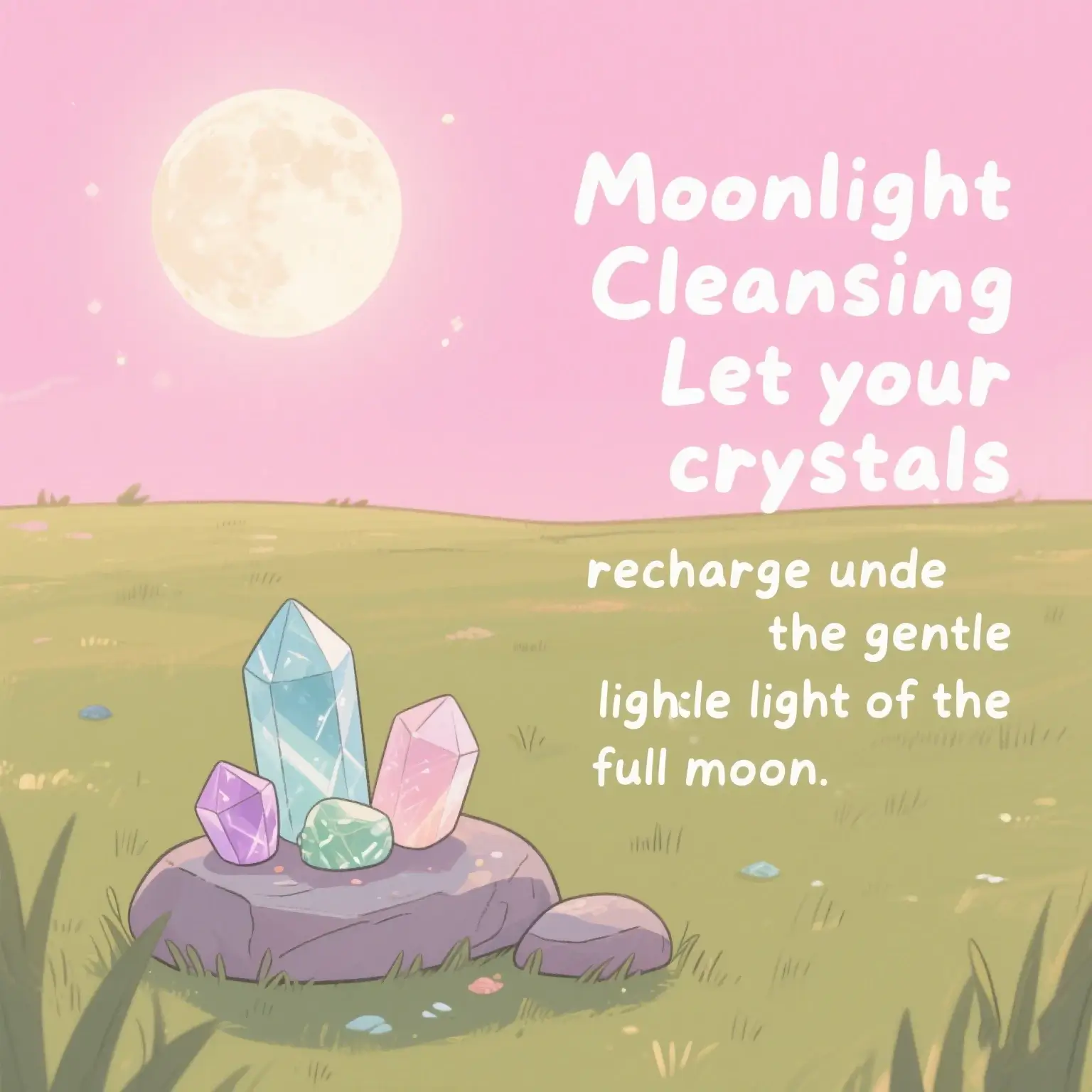 Auracharming Crystals recharging under a glowing full moon