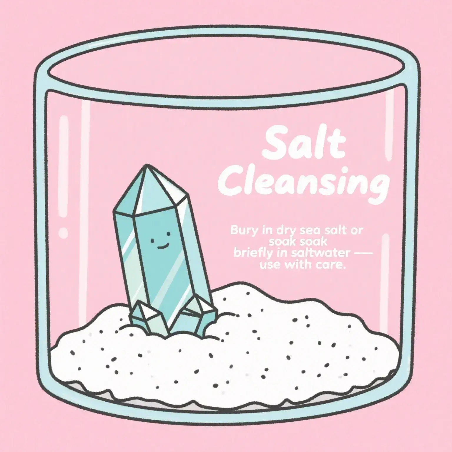 Auracharming Crystals buried in dry sea salt for cleansing
