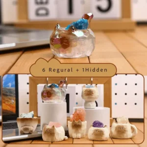 Colorful cat figurines with crystals